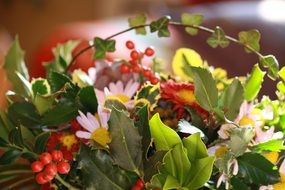 closeup picture of autumnal bouquet of plants