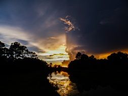 River at the sunset time