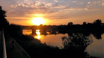bright sunset over the Elbe