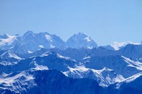 landscape of Alpine mountains in the snow in Switzerland