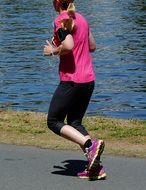 running girl in a pink t-shirt