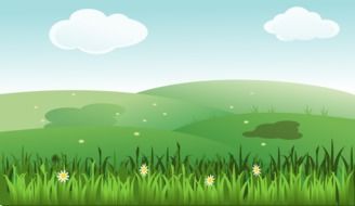 painted green hills in summer as an illustration