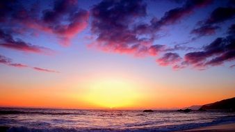 colorful bright sunset over the sea