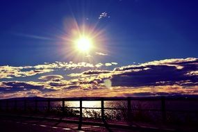 landscape of charming sunset on the lake