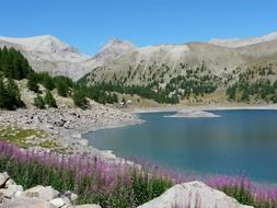 Allos lake near the mountain