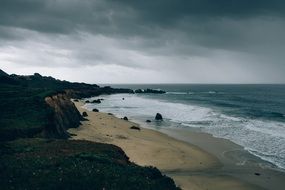 landscape of coastline at stormy weather