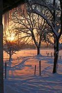 sunrise over winter landscape in new zealand