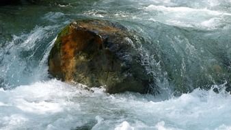 big stones in a mountain river