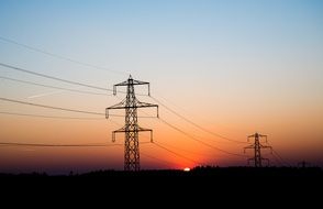 power poles at sunset