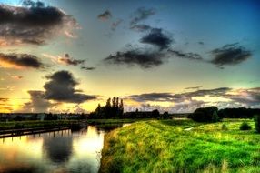 small calm river at dawn