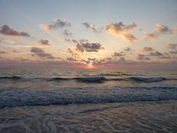 clearwater ocean beach at scenic sunset, usa, florida