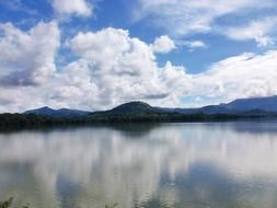 Reflection of clouds in calm water