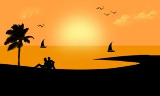 silhouettes of the beach at sunset as an illustration