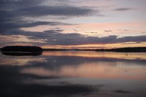 Orange sunset sky reflection on a river