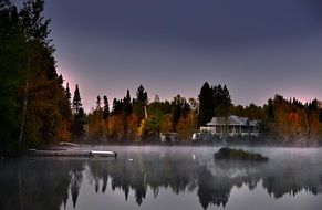 autumn landscape lake trees reflection in water