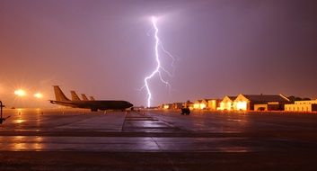 Lightning strike at the aerodrome