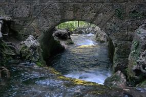 natural stones bridge over a stormy river, swabian alb