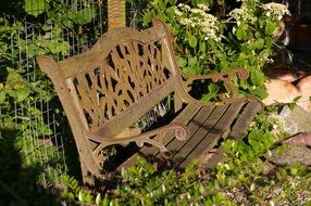 old garden bench in the recreation area