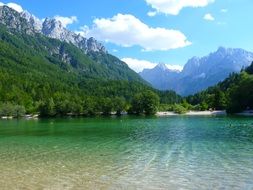 landscape of lake in the mountains of Slovenia