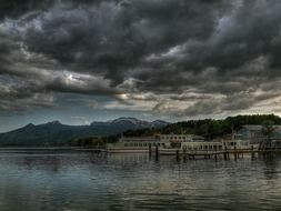 dark clouds over a ship in bavaria