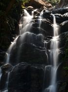 waterfall in a dark cave