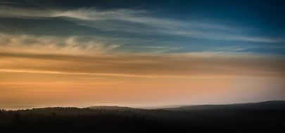 Landscape of the mountains at the sunset time