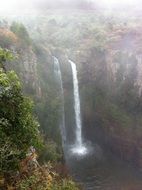 misty waterfall