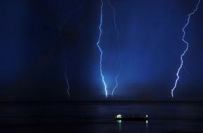 lightning and storm sky over the sea