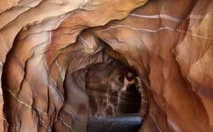 landscape of scenic cave in sand stone rock canyon