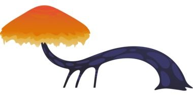 graphic image of a large curved mushroom