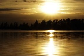 water lake sunset