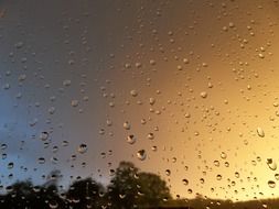 view of the sky after a storm through a wet window
