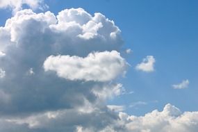 fluffy white clouds in the blue afternoon sky