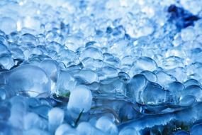 macro photo of frozen crystal water drops