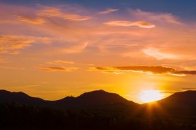 landscape of evening sky in the mountains