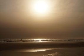 romantic calm sunset on the ocean beach