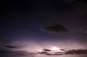 lightning in the sky during a storm in the dark