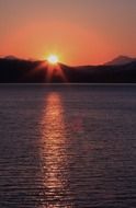 red sunset over Alaska