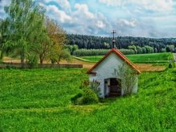 small chapel on beautiful landscape in bavaria