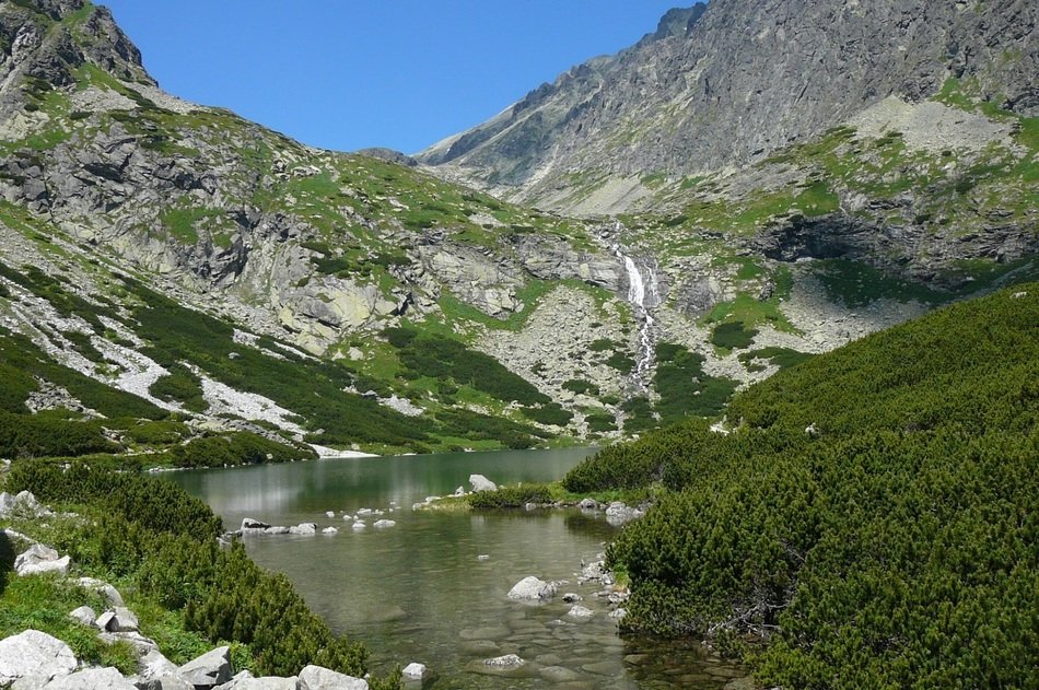 lake in valley of tatras mountains