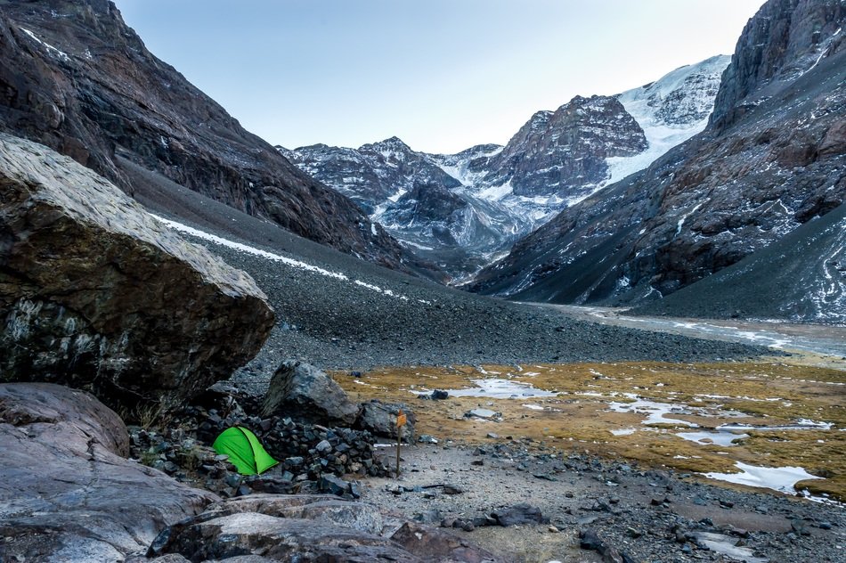 snow highlands valley mountains camping