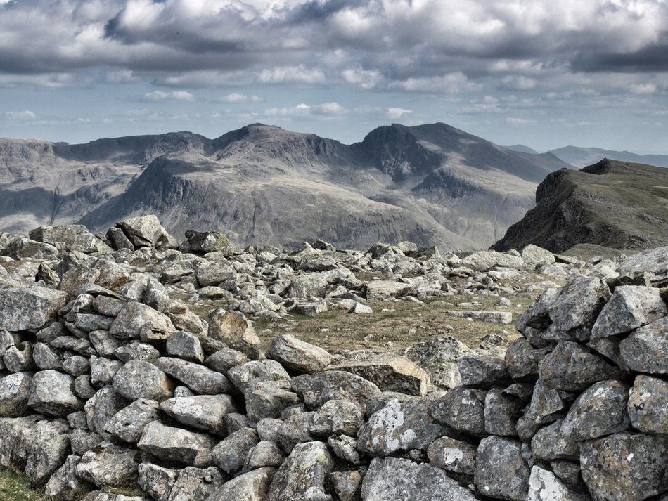 cloudy sky over the top of Scuffell Pike