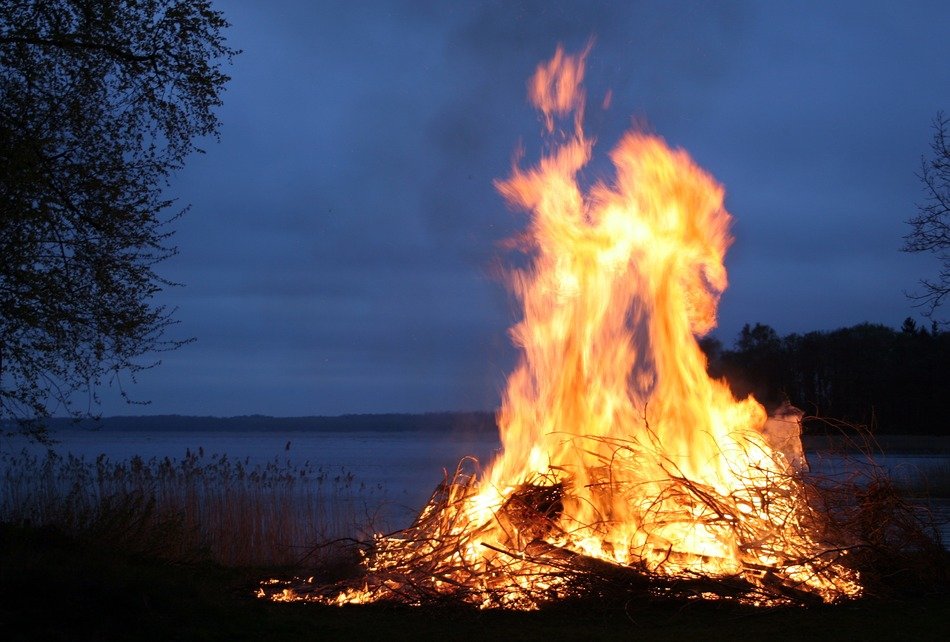 Fire in the evening in Sweden