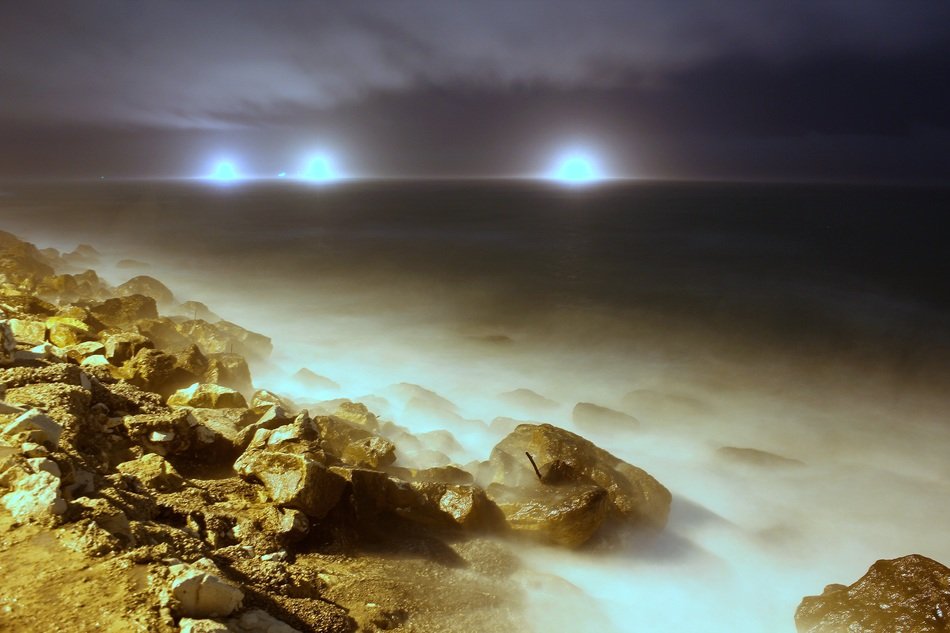 Landscape of sea at night time