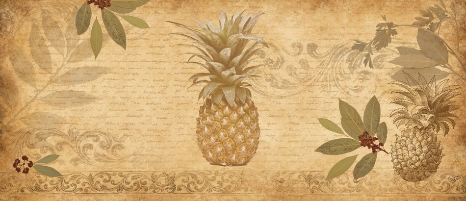 painted pineapples on the wallpaper