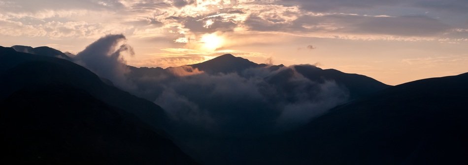 Beautiful view of top of the high mountains