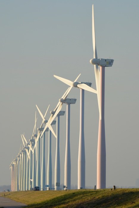 Side view of the windmills