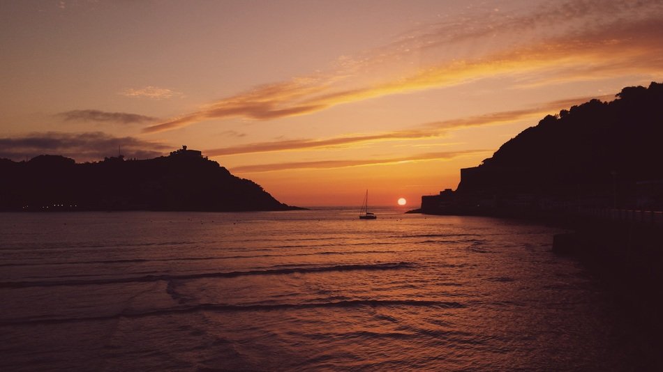 Beautiful sunset on the ocean in evening