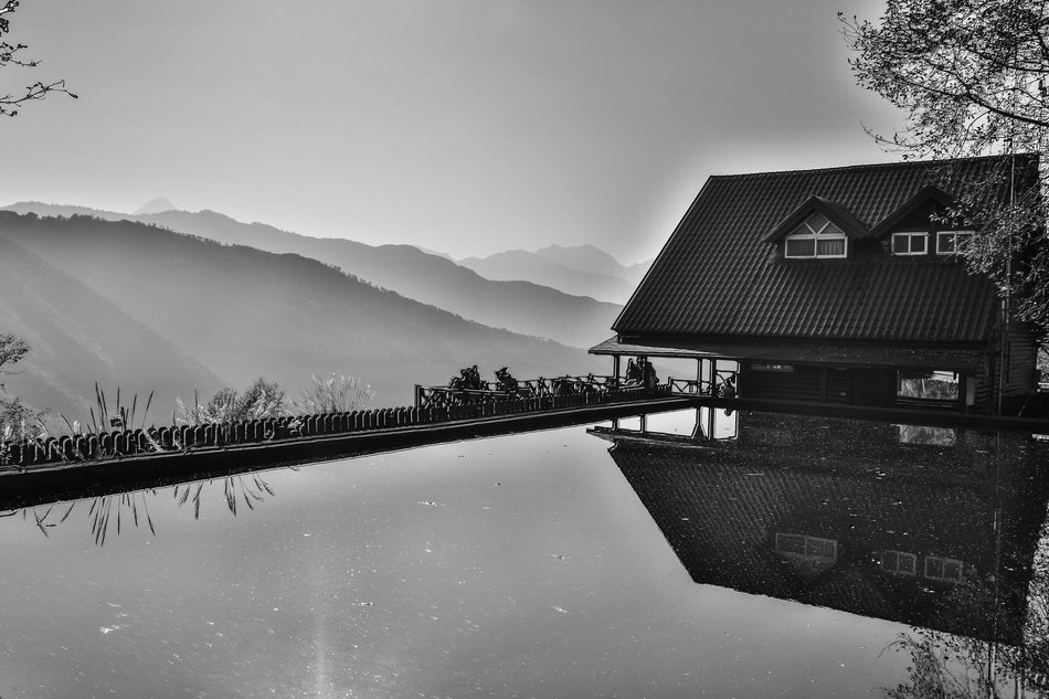 reflection in the water on the background of the mountains