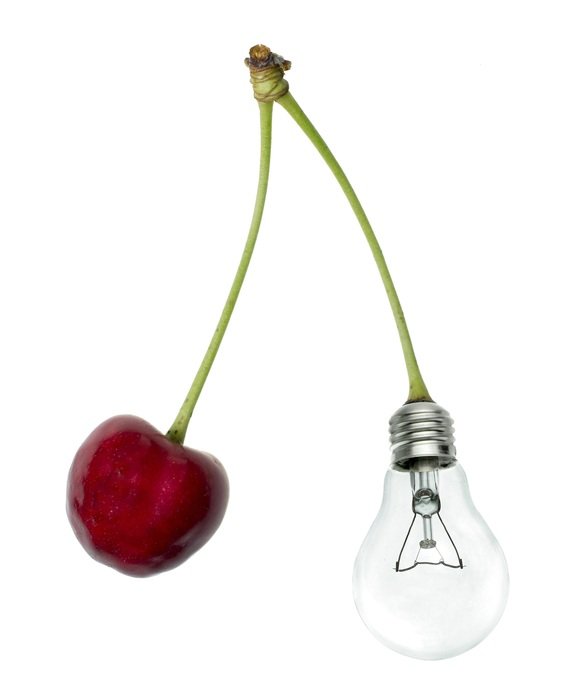 Red cherry bulb abstract technology